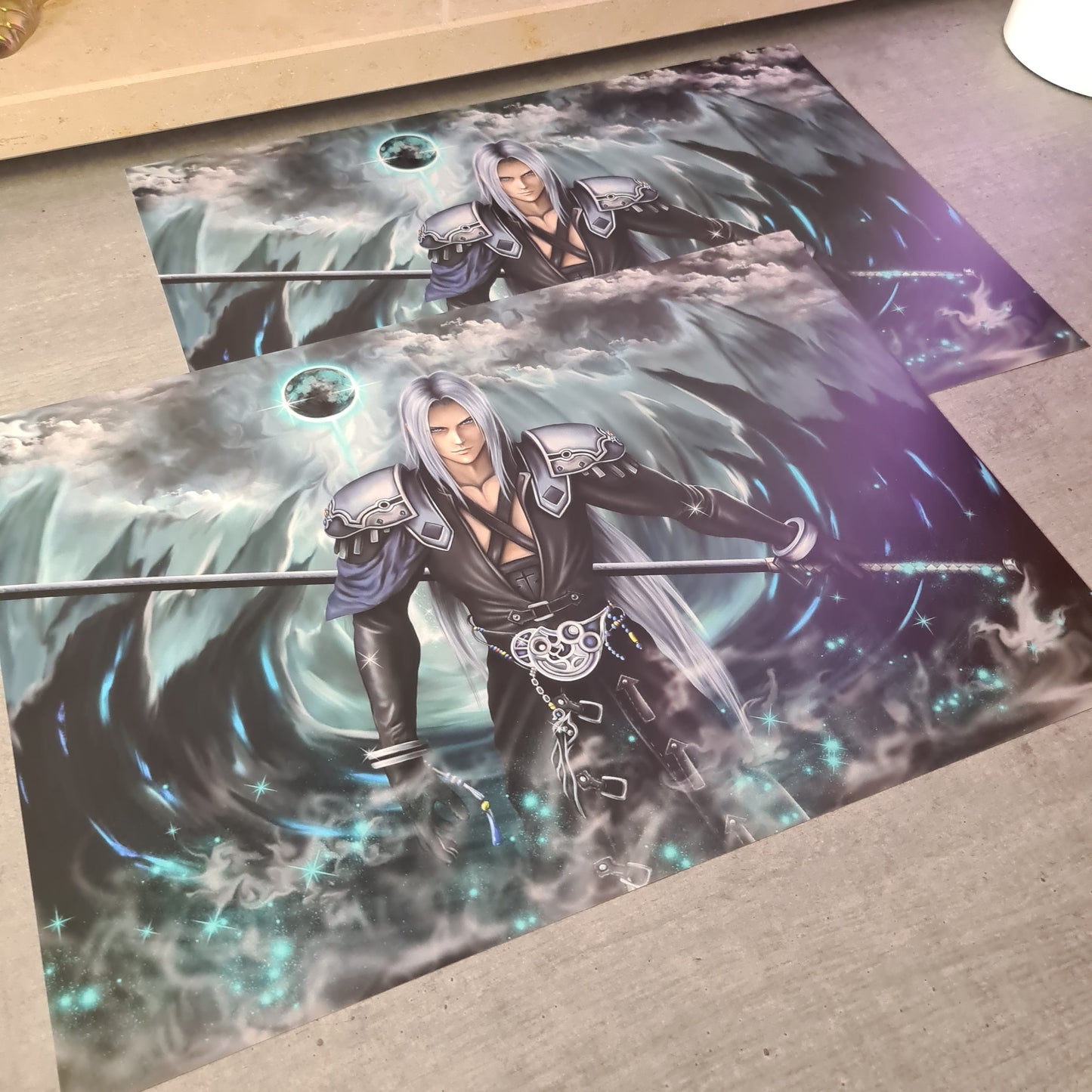 Fantasy Silber Schwertkämpfer Poster