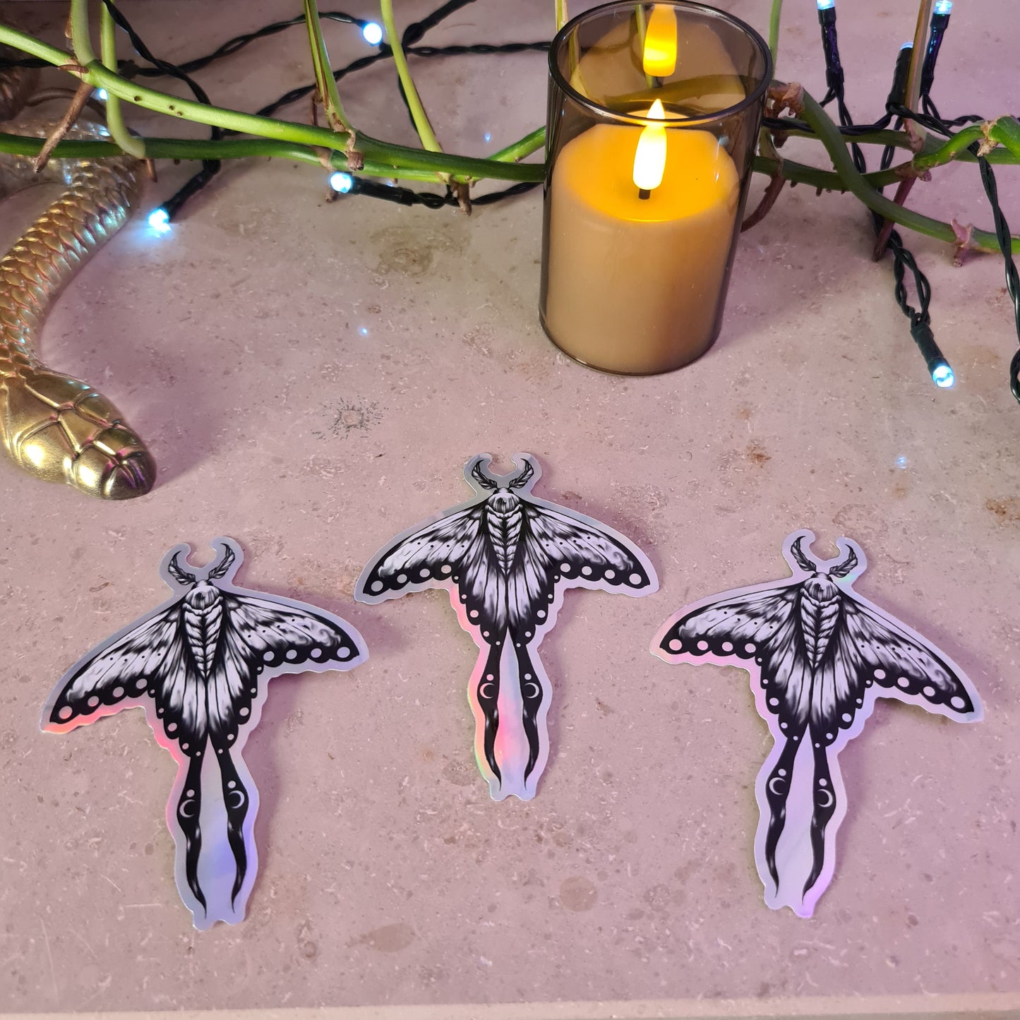 Moth hologram sticker
