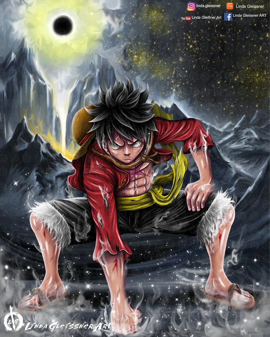 one piece ruffy gear 2 Straw Hat Warrior 2 Print – lindagleissnerart