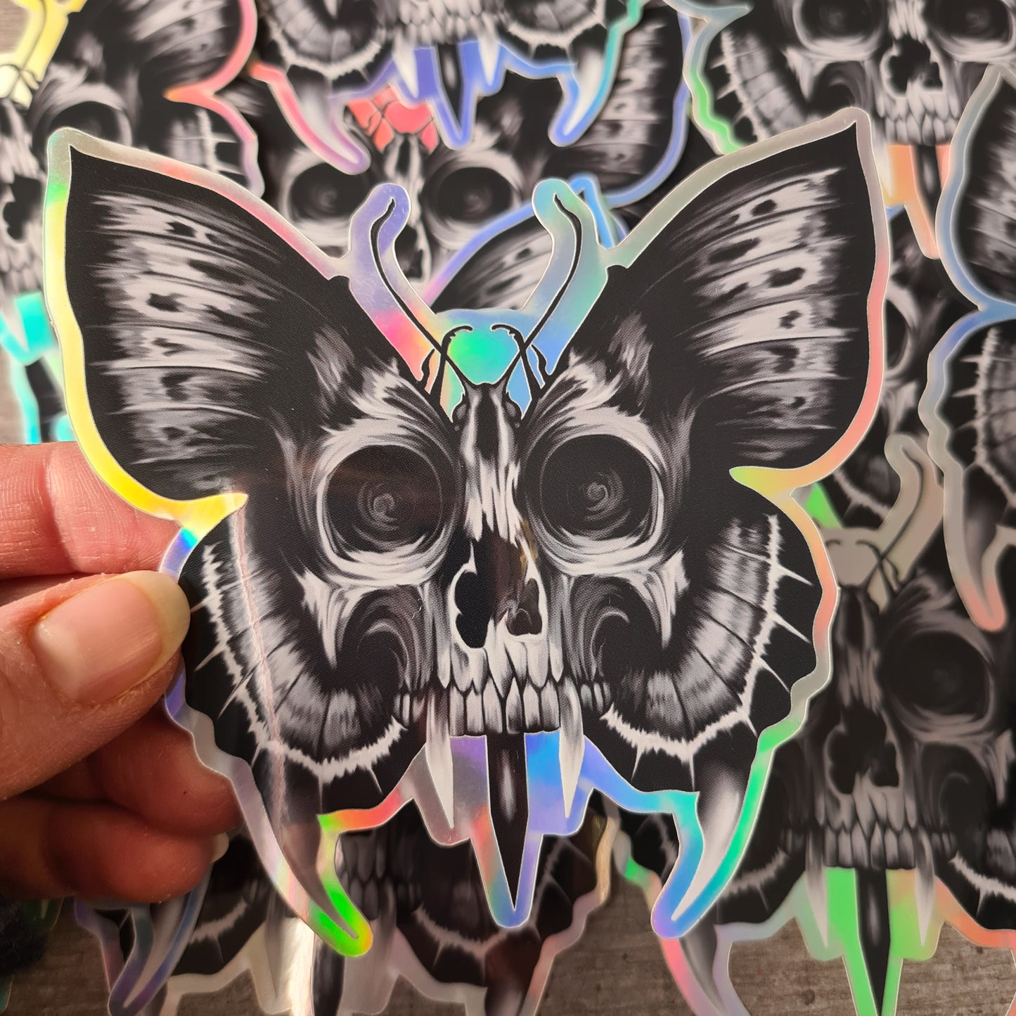 Skull-butterfly Hologramm Sticker