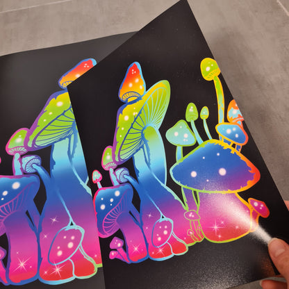 Rainbow Mushrooms Poster