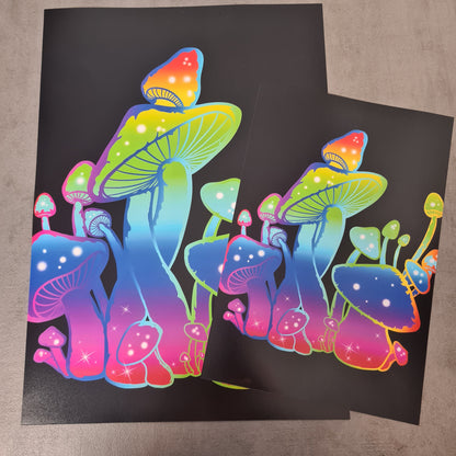 Rainbow Mushrooms Poster