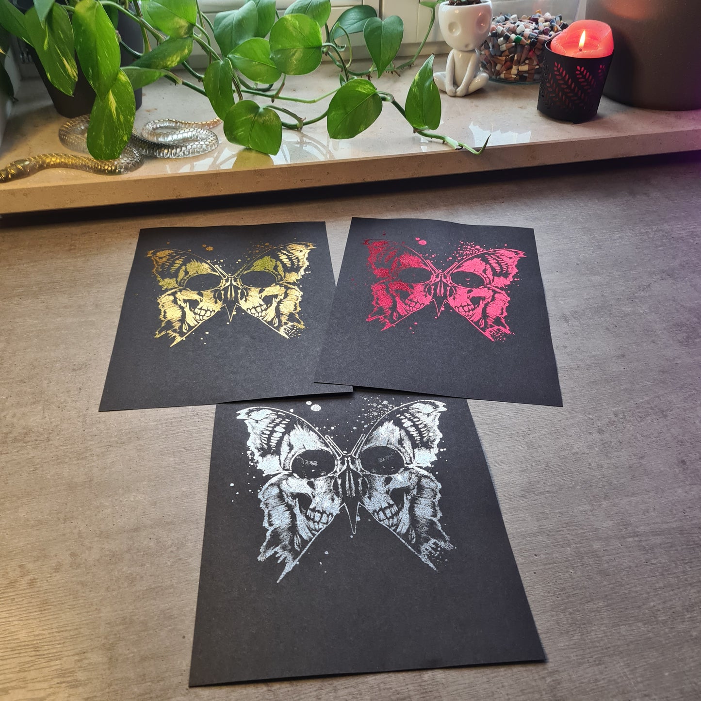 Skullbutterfly Metallic Poster