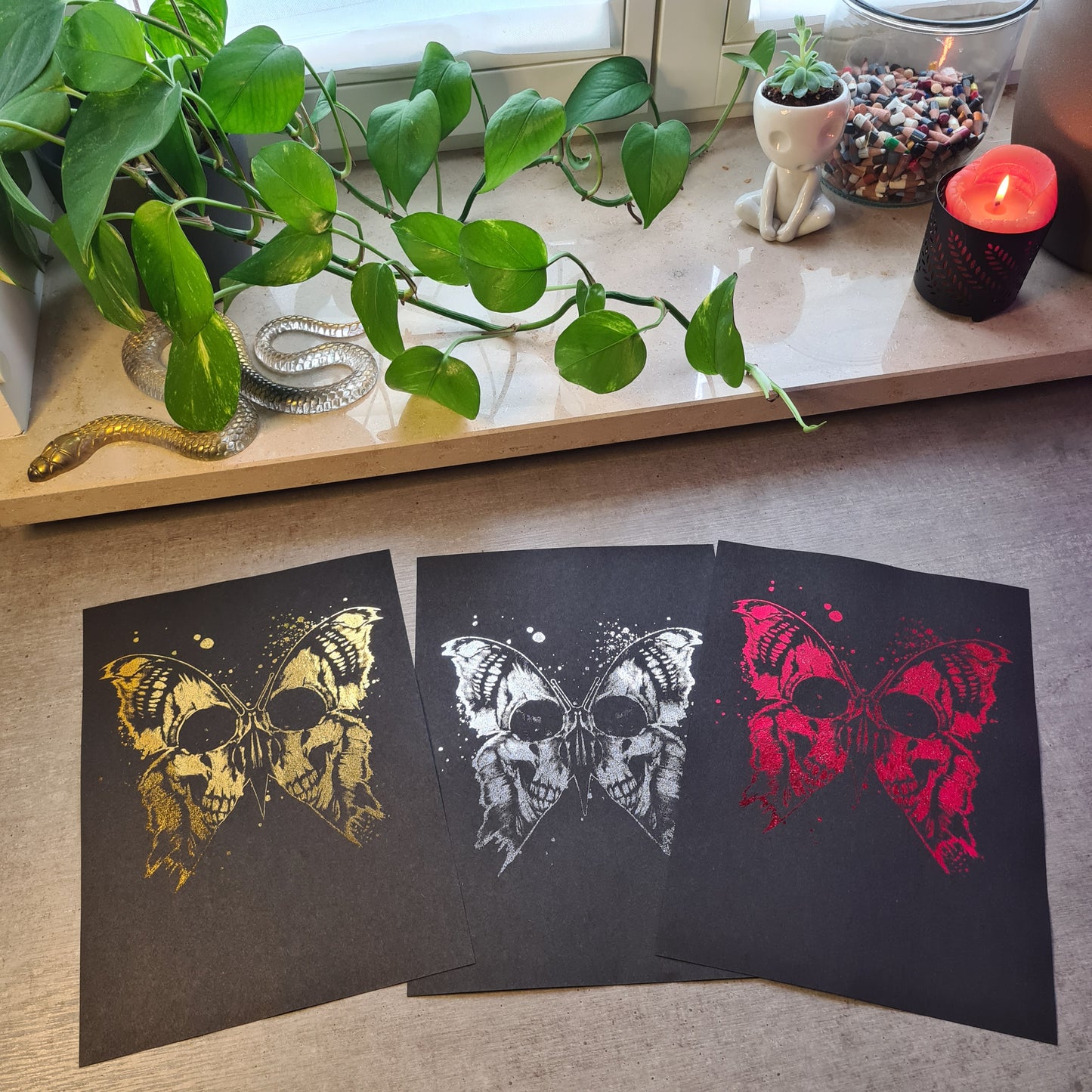 Skullbutterfly Metallic Poster