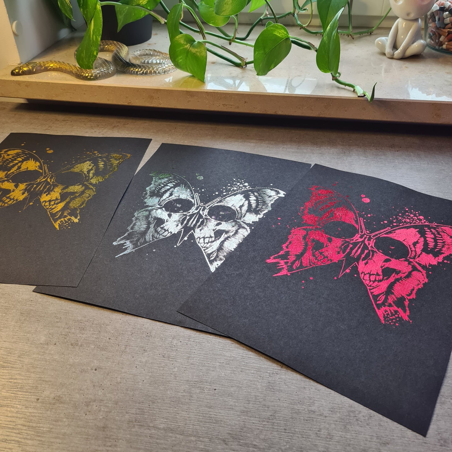 Skullbutterfly Metallic Poster