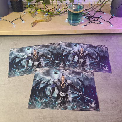 Fantasy Silber Schwertkämpfer Poster