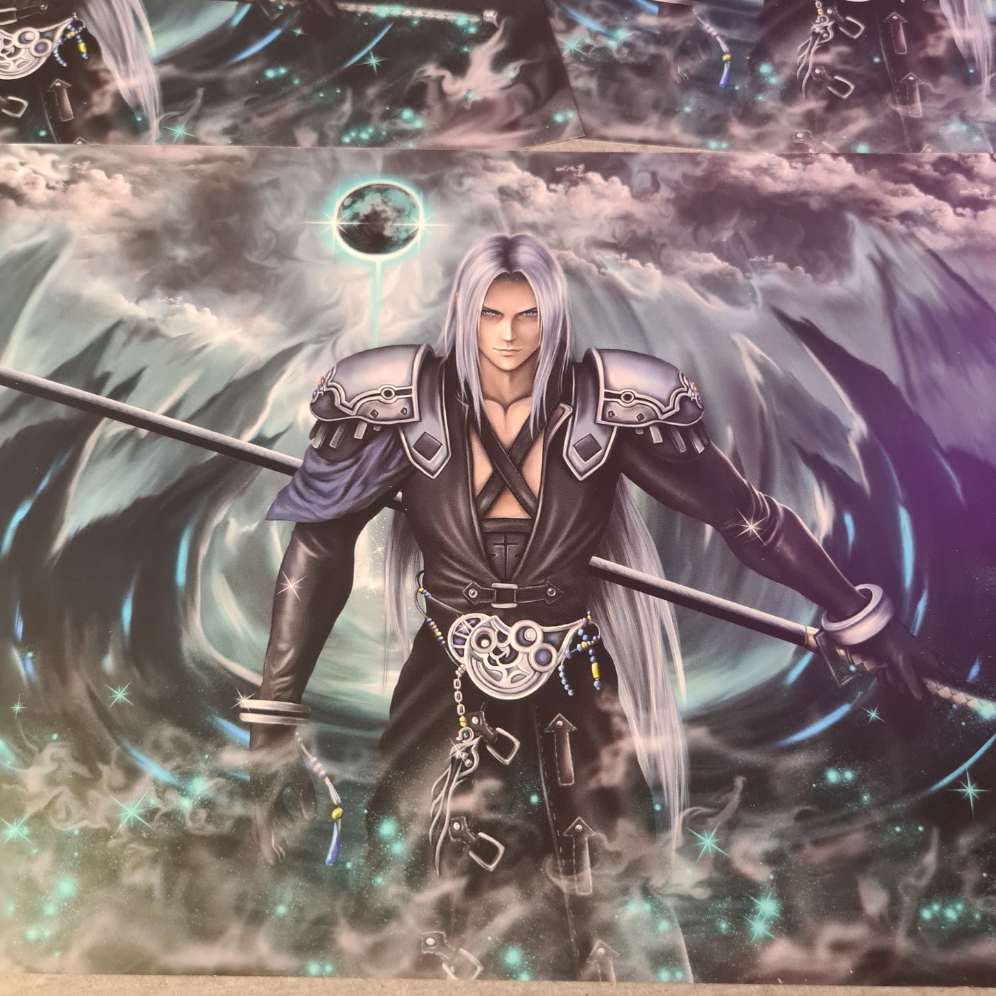 Fantasy Silber Schwertkämpfer Poster