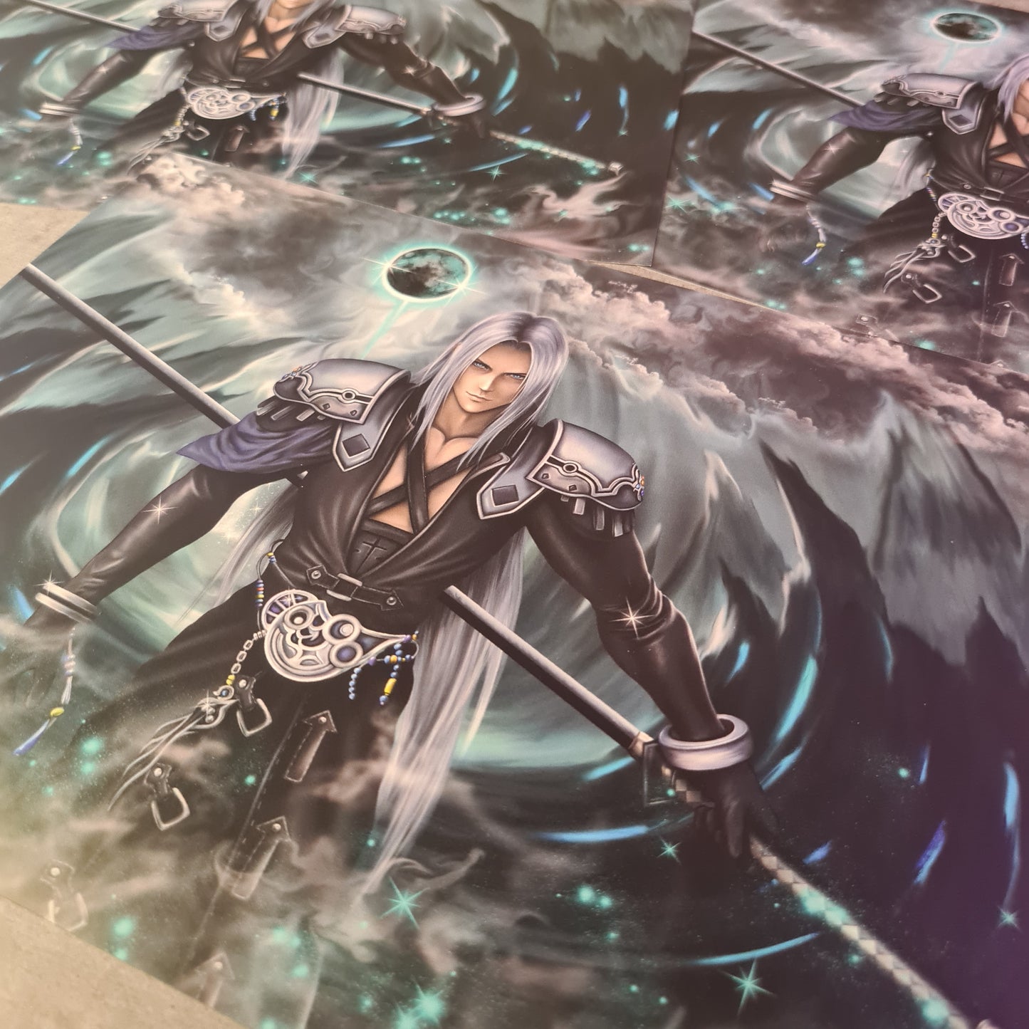 Fantasy Silber Schwertkämpfer Poster