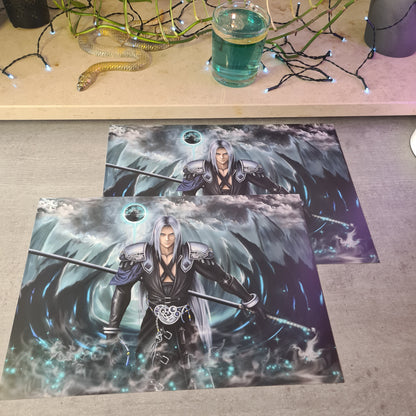 Fantasy Silber Schwertkämpfer Poster