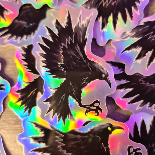 Crow hologram sticker