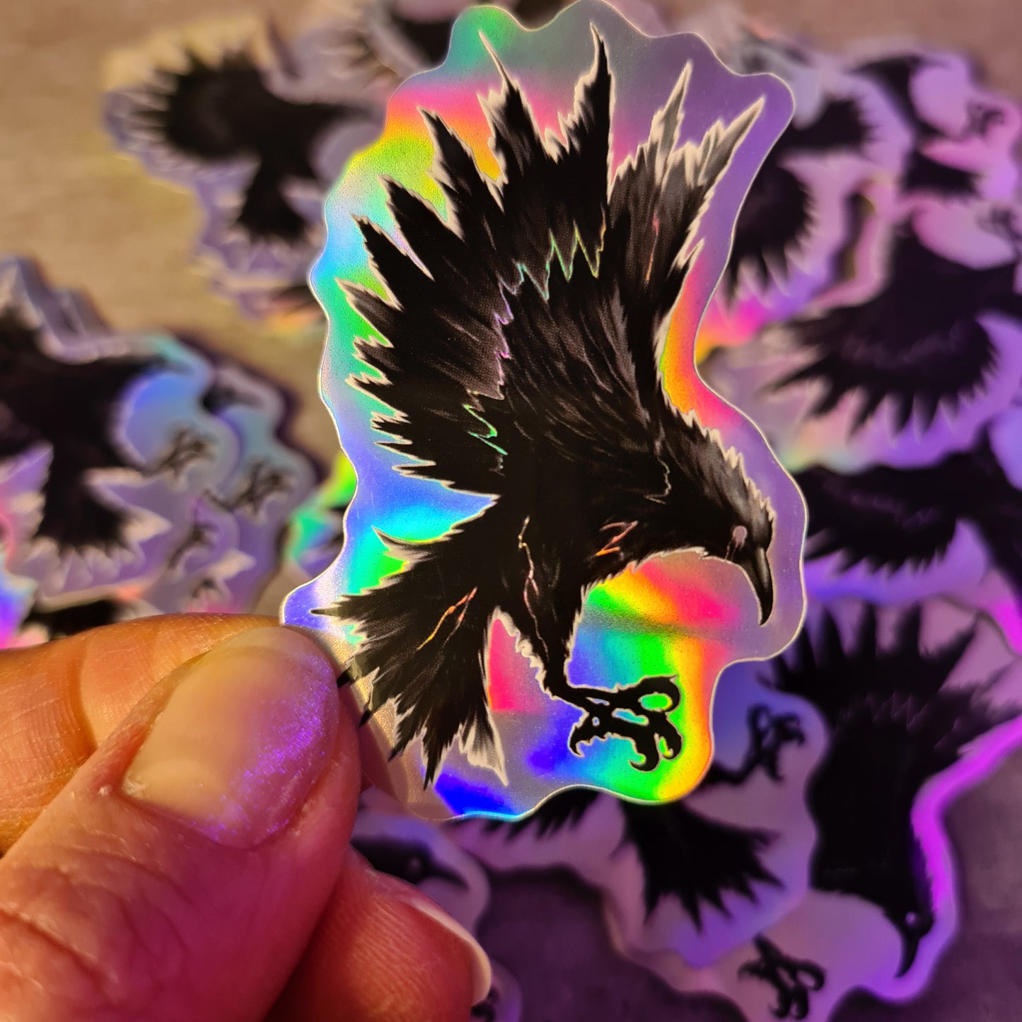 Crow hologram sticker