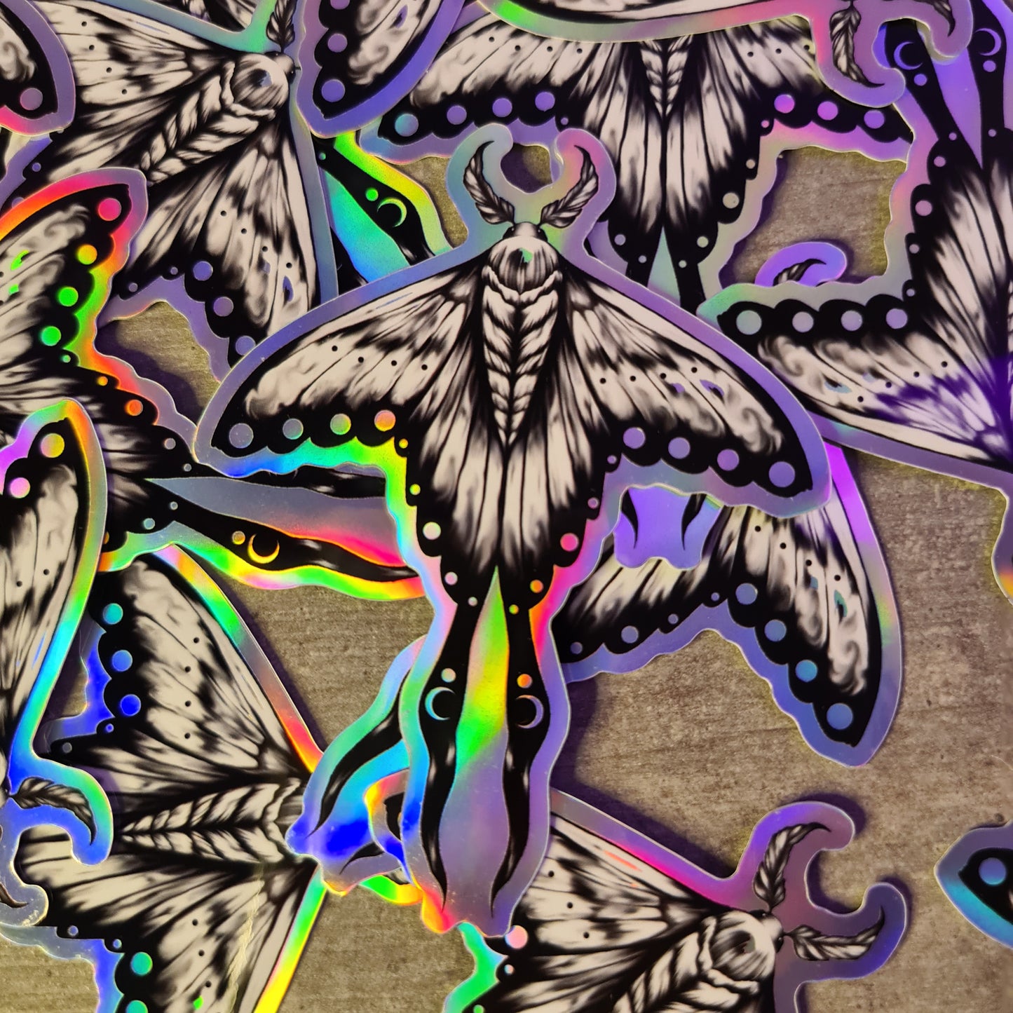 Moth hologram sticker