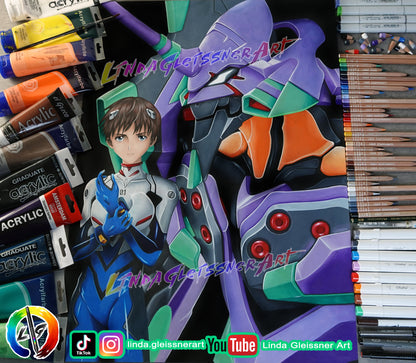 Originale Zeichnung! Shinji & EVA01