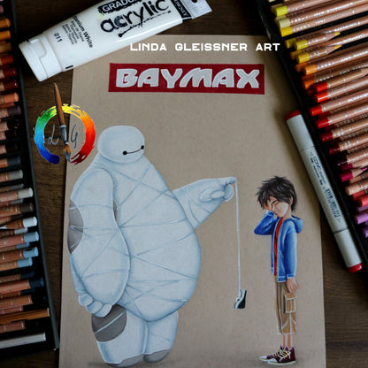 Originale Zeichnung! Baymax Tesafilm