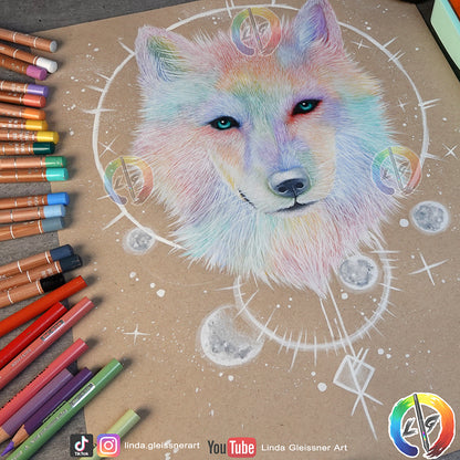 Originale Zeichnung! RainboWolf