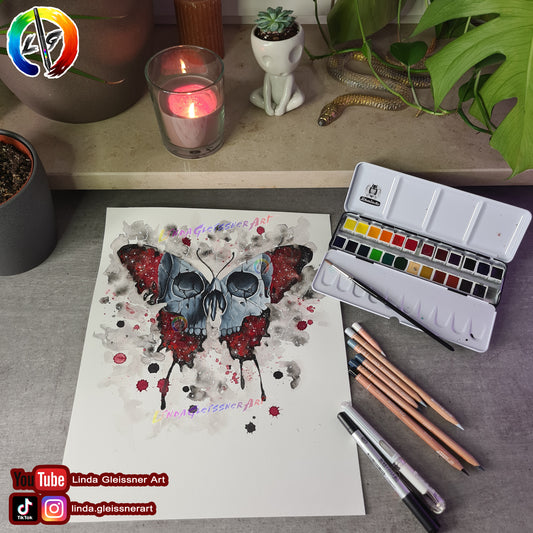 Original Drawing R(d)e(a)d Butterfly