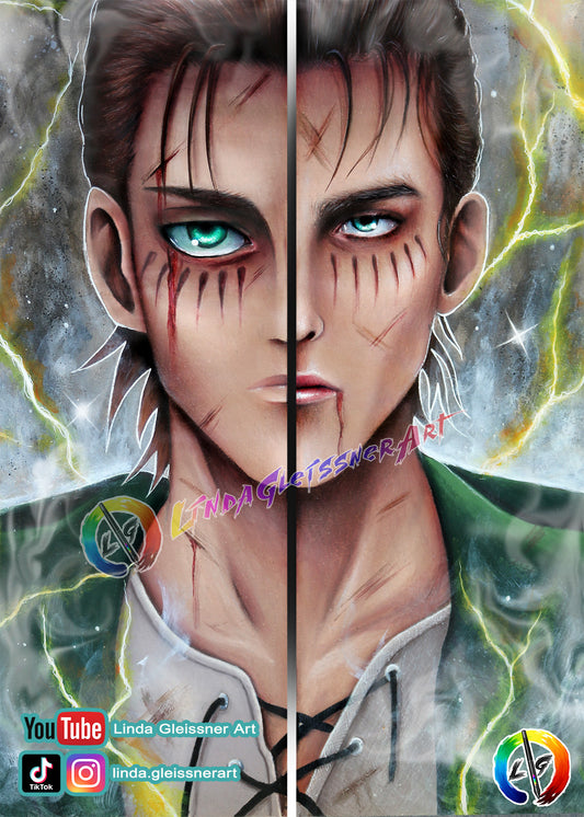 Eren Anime VS Realsimus Poster