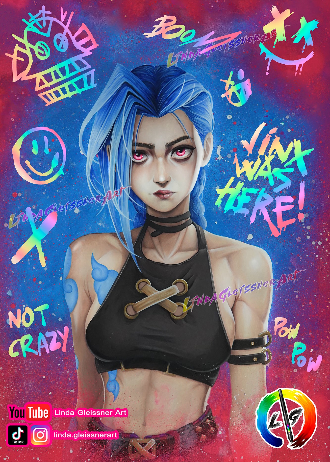 Jinx- Arcane glass print