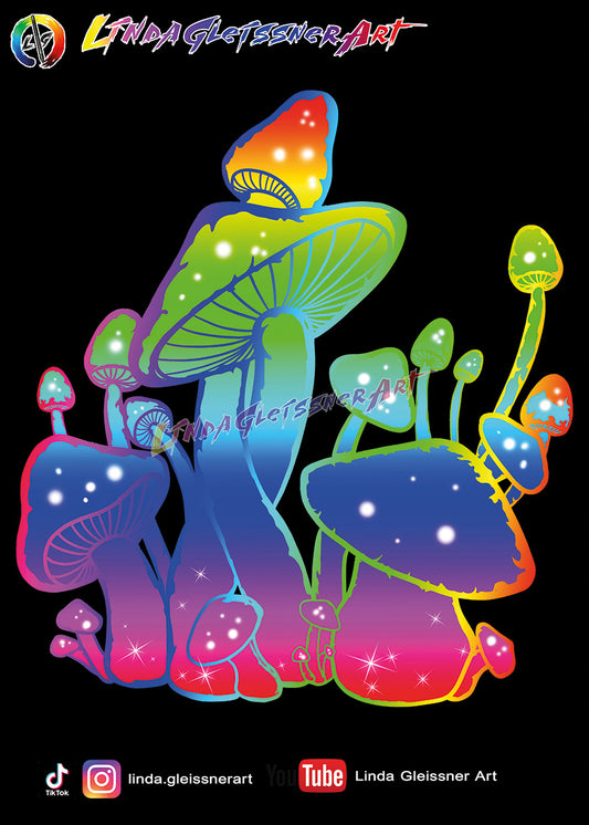 Rainbow Mushrooms Print