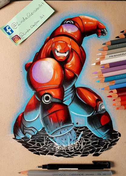 Originale Zeichnung! Baymax Superhero