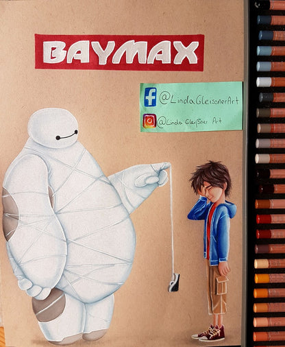 Originale Zeichnung! Baymax Tesafilm